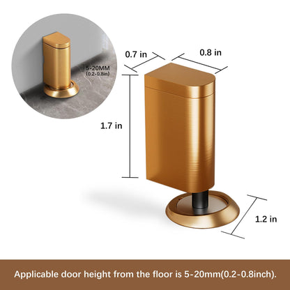 Windproof Magnetic Door Stoppers No Drilling Door Stop Strong Magnet Keep Door Open Door Catch Holder Wall Protect with Screws and 3M Adhesive, Matte Gold, 1 Pack