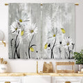 Blue Farmhouse Daisy Kitchen Curtains Wooden Flower Small Short Cafe Window Curtains Rustic Floral Butterfly Country Barn Plank Bathroom Drapes Treatment Tier Curtains 2 Panels (27.5x39 Inch)