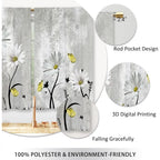 Blue Farmhouse Daisy Kitchen Curtains Wooden Flower Small Short Cafe Window Curtains Rustic Floral Butterfly Country Barn Plank Bathroom Drapes Treatment Tier Curtains 2 Panels (27.5x39 Inch)
