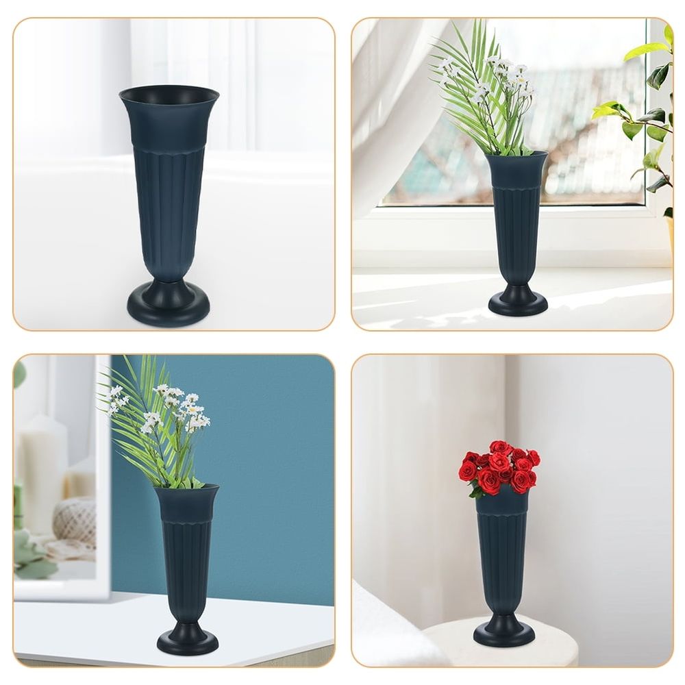Set of 2 Dark Green Memorial Flower Vases 10x4.1x3.9in Durable PP for Cemetery Floral Arrangements