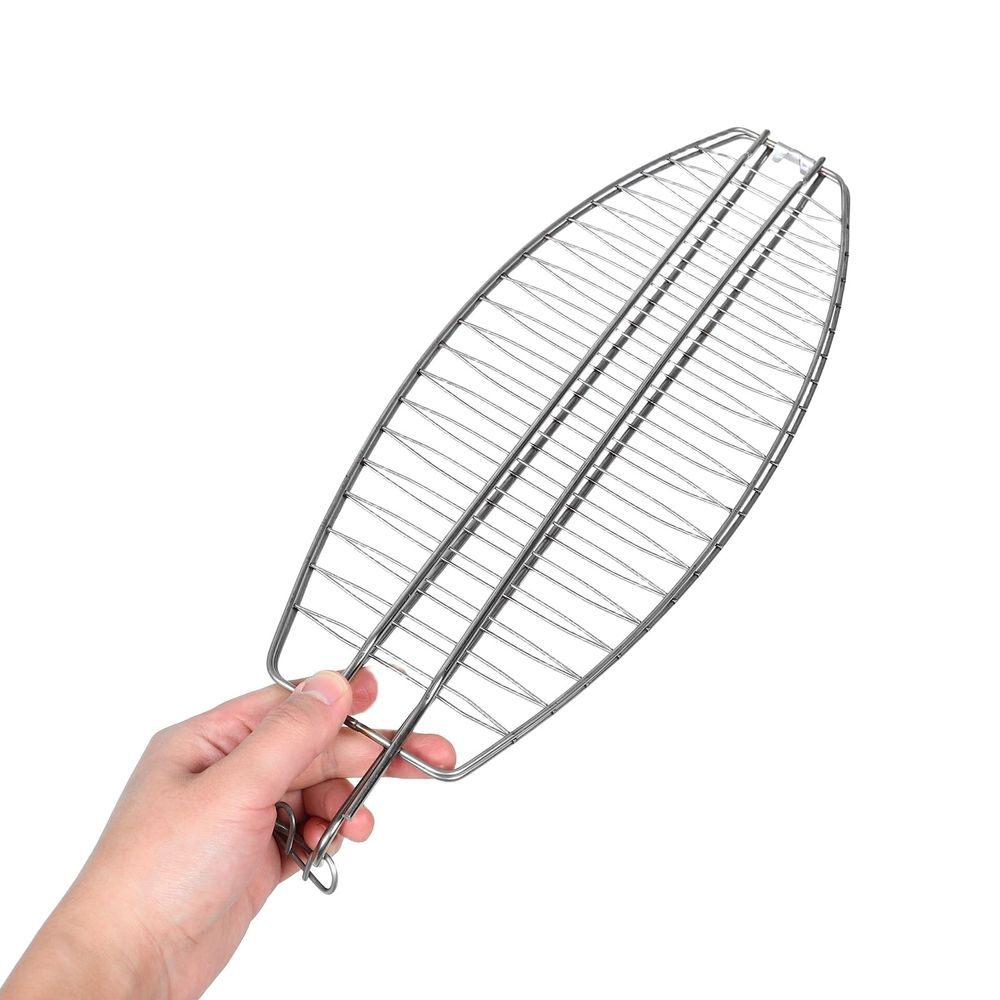 Heavy Duty Stainless Steel Fish Grill Basket with Clamp for Outdoor Bbq and Camping