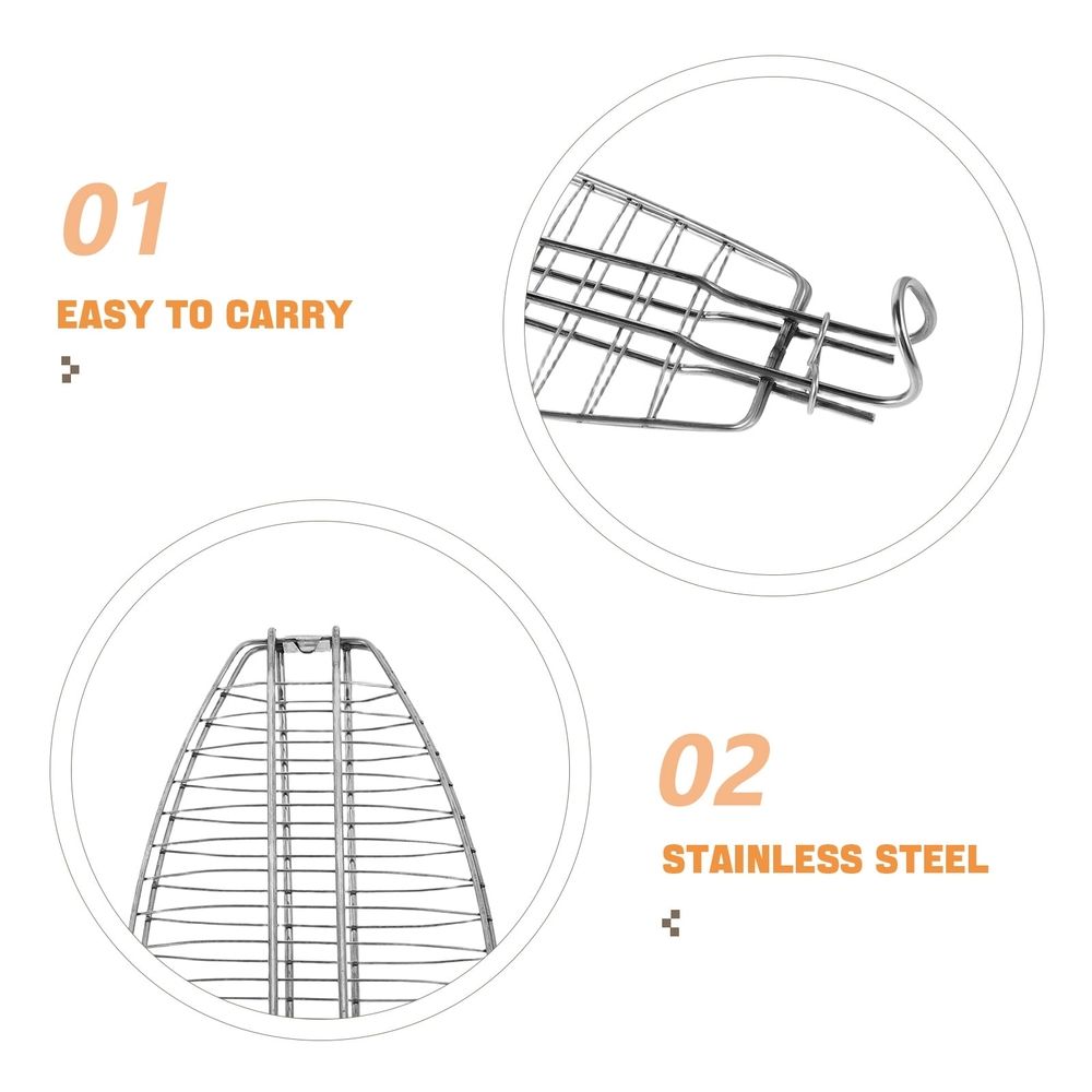 Heavy Duty Stainless Steel Fish Grill Basket with Clamp for Outdoor Bbq and Camping