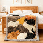 Cotton Blanket-Sherpa Blanket,Cat Print Blanket Cute Cats Cozy Throw Blanket Lightweight Warm Plush Fleece Blankets Funny Animal Blankets For Couch Bed Sofa Warm Farmhouse For Cat Lovers