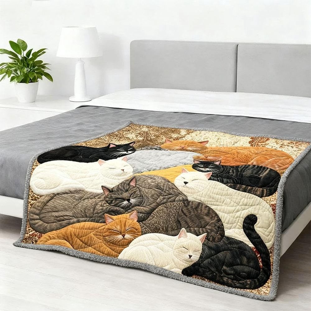 Cotton Blanket-Sherpa Blanket,Cat Print Blanket Cute Cats Cozy Throw Blanket Lightweight Warm Plush Fleece Blankets Funny Animal Blankets For Couch Bed Sofa Warm Farmhouse For Cat Lovers