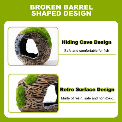 2 Pcs Aquarium Resin Driftwood Decoration Log Fish Tank Cave Hideout Wood Decor Freshwater Betta Ornament Aquarium Decorations