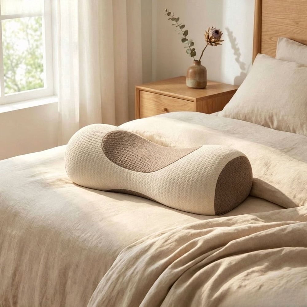 Buckwheat Neck Pillow, Ergonomic Neck Support Bolster for Side & Back Sleepers, Adjustable Support Pillow for Neck Pain Relief & Spine Alignment