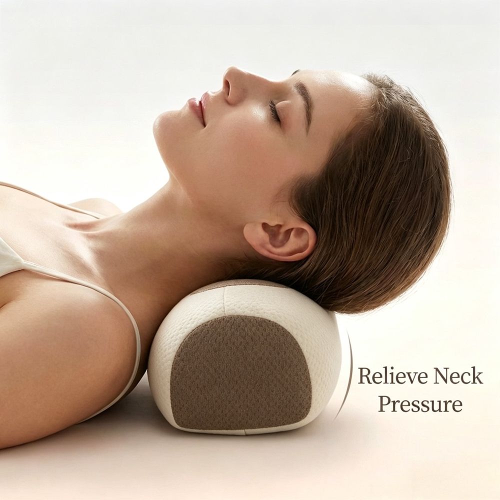 Buckwheat Neck Pillow, Ergonomic Neck Support Bolster for Side & Back Sleepers, Adjustable Support Pillow for Neck Pain Relief & Spine Alignment