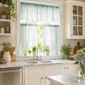 Gradient Sheer Curtain 3 Piece Set, Rod Pocket Light Filtering Tier Curtains with Valance, Soft Gradient Voile Window Drapes for Kitchen and Small Windows