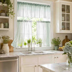 Gradient Sheer Curtain 3 Piece Set, Rod Pocket Light Filtering Tier Curtains with Valance, Soft Gradient Voile Window Drapes for Kitchen and Small Windows