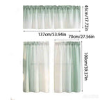Gradient Sheer Curtain 3 Piece Set, Rod Pocket Light Filtering Tier Curtains with Valance, Soft Gradient Voile Window Drapes for Kitchen and Small Windows