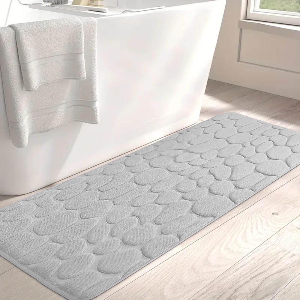 Bathroom Rugs, Embossed Bathroom Mat Comfortable Floor Mats, Non-Slip and Absorbent Bath Rugs, Washable Mat for Bathroom Floor, 59" x 19.7", Gray