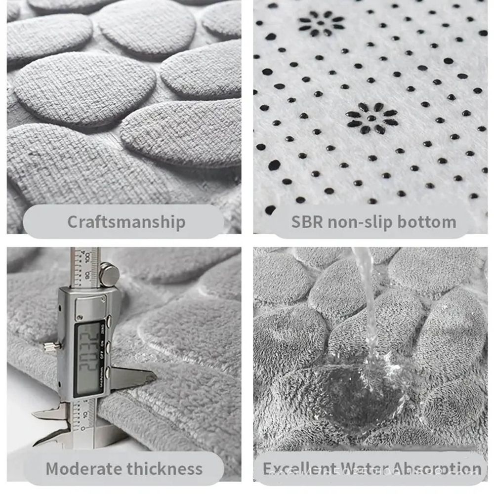 Bathroom Rugs, Embossed Bathroom Mat Comfortable Floor Mats, Non-Slip and Absorbent Bath Rugs, Washable Mat for Bathroom Floor, 59" x 19.7", Gray