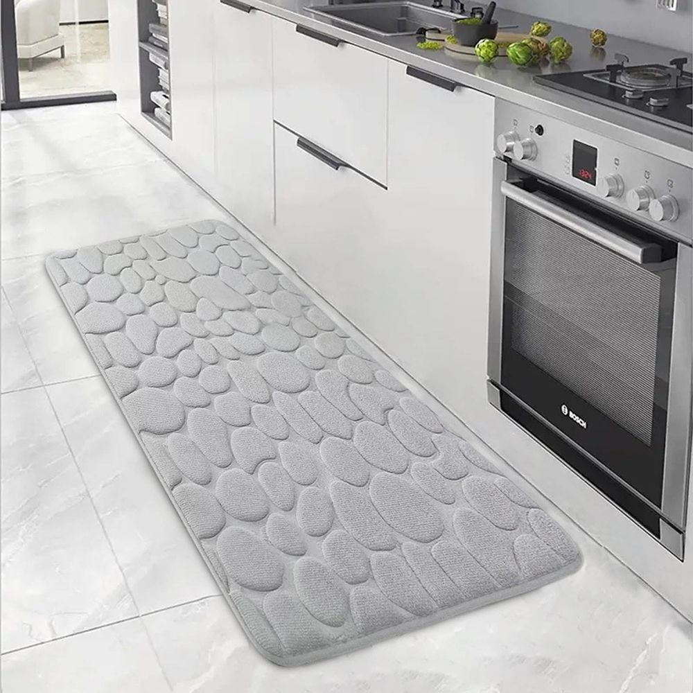 Bathroom Rugs, Embossed Bathroom Mat Comfortable Floor Mats, Non-Slip and Absorbent Bath Rugs, Washable Mat for Bathroom Floor, 59" x 19.7", Gray