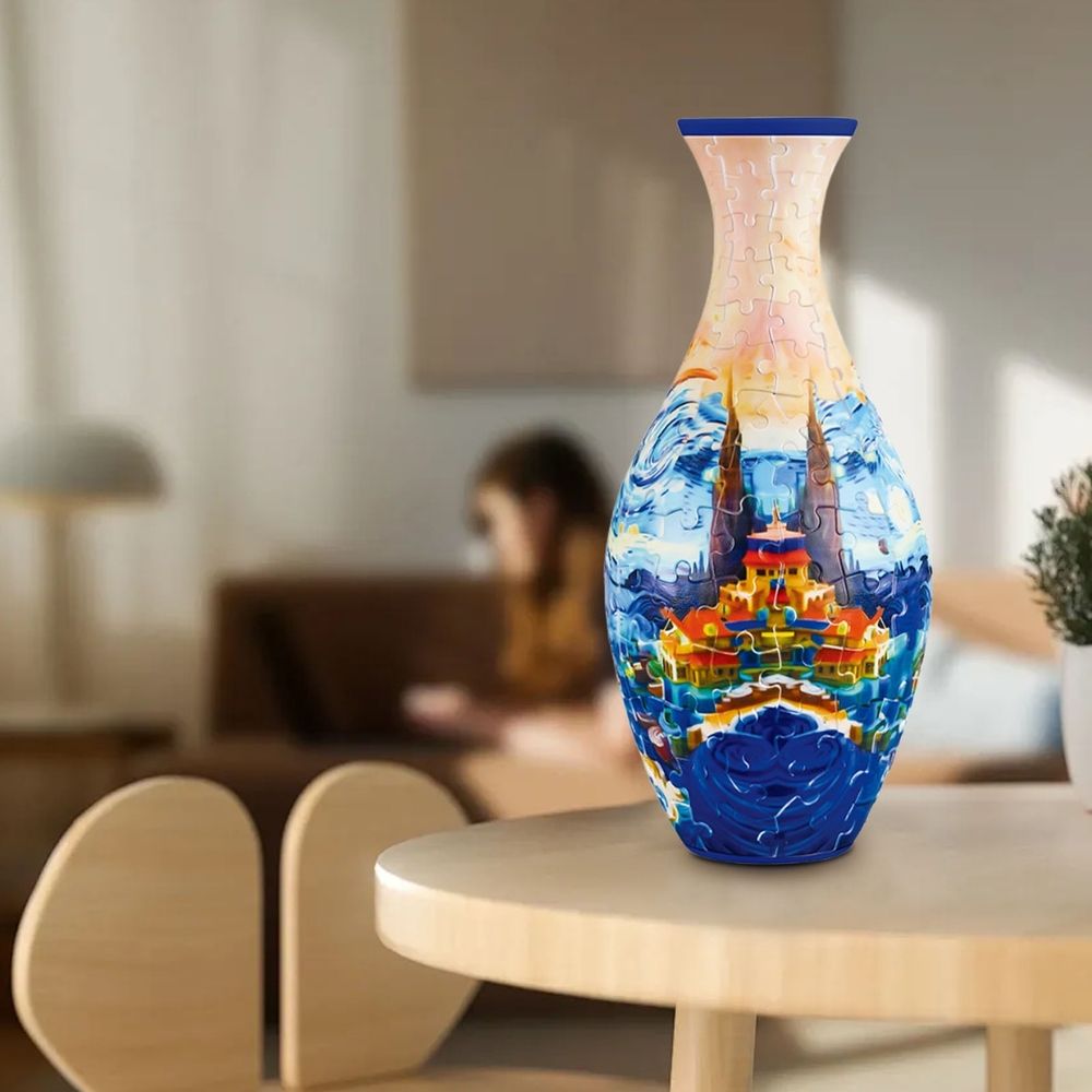 3D Puzzles Vase for Adults, 3D Puzzle Vase, 160 PCS 3D Puzzle Vase for Adults, 9.6*4.3in 3D Puzzle Unique Flower Vase, Gifts for Flower Vase Office Decor and Home Decoration(Flowers)