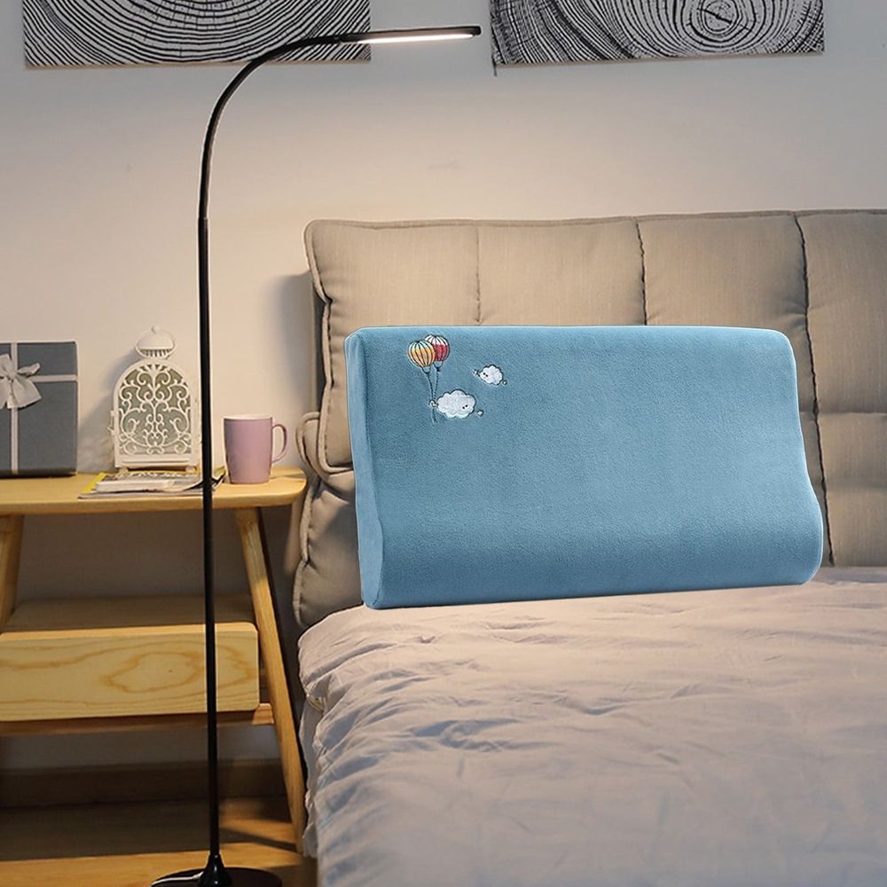 Pillow Cover for Contour Memory Foam Pillow, Blue Soft Plush Neck Pillowcase Bed Pillow Case, Zipper Closure, for Sleeping Pillows, 12'x20'