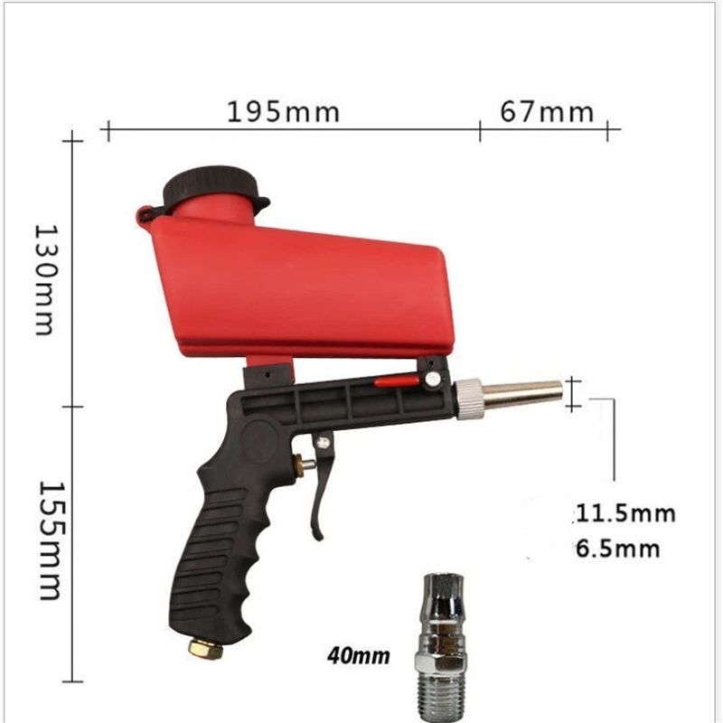 Pneumatic Sand Gun Kit, Sandblasting Machine Industrial Adjustable Portable Hand Held Sand（red,26.2*29cm)