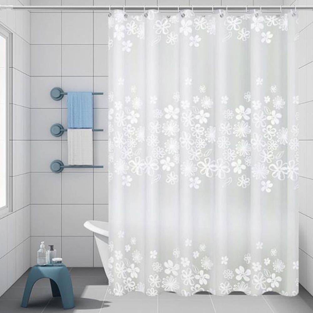 Waterproof Shower Liner, Heavy-Duty Clear Plastic Anti-Mould Bath Curtain, 72x72 Inch with 12 Hooks