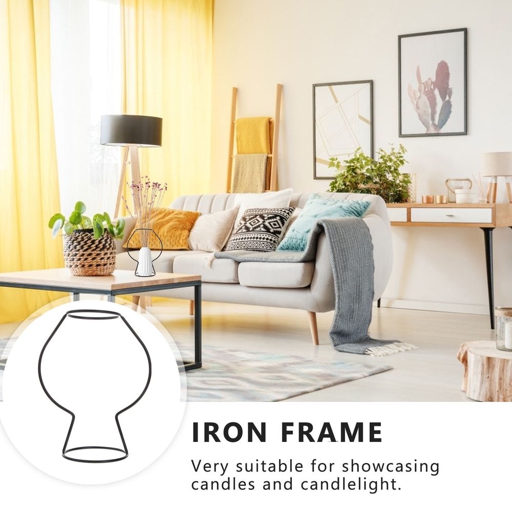 Iron Art Frame Vase Stand, Black, Modern Elegance for Plants