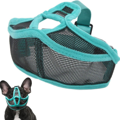 Bulldog Short Nose Dog Cover, Full Pants Design, Preventing Bites, Bulldog Soft Mesh Dog Cover, Used for Beauty Walking, Allowing Drinking and Eating(ink blue M)