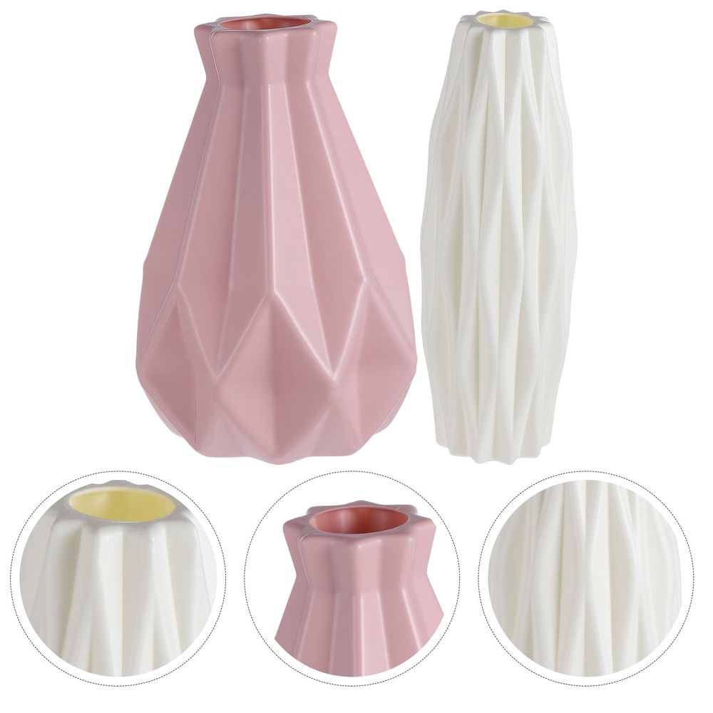 Modern Geometric Flower Vase in Multiple Colors, Premium Plastic Decorative Storage Container for Home and Office