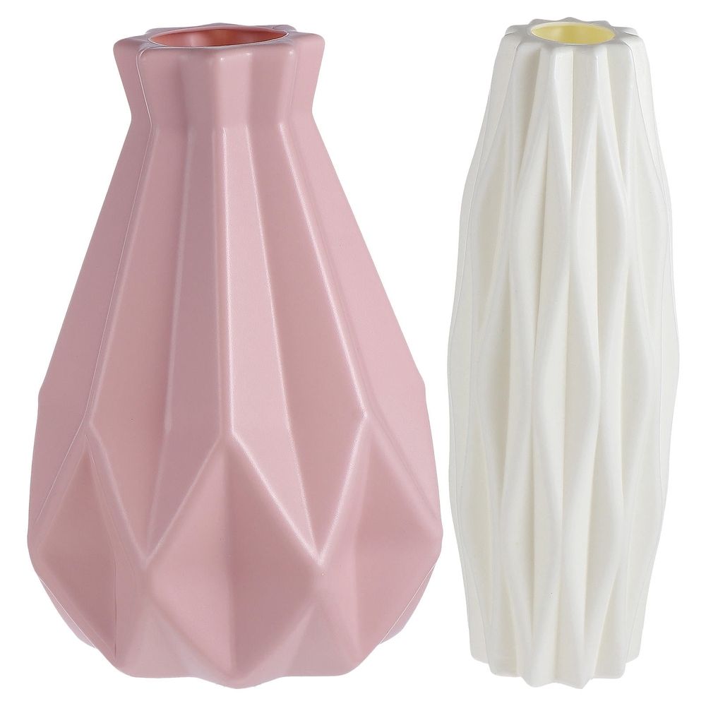 Modern Geometric Flower Vase in Multiple Colors, Premium Plastic Decorative Storage Container for Home and Office