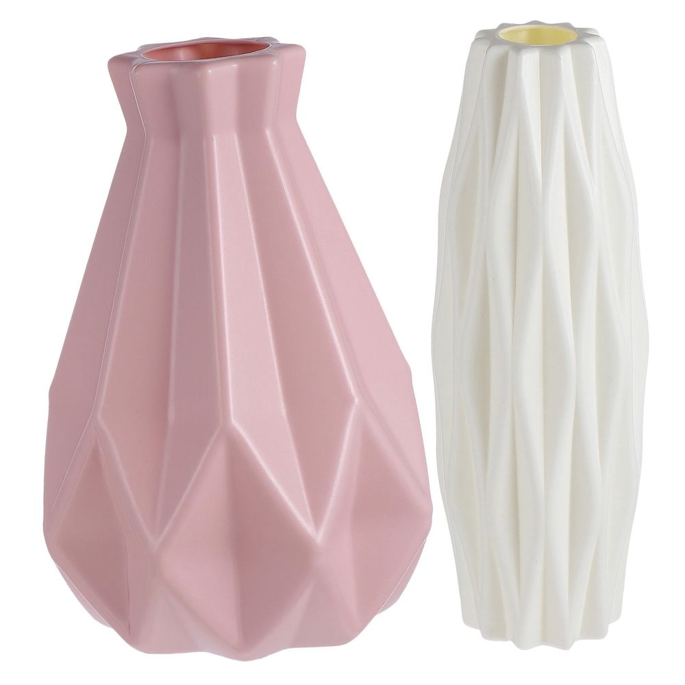 Modern Geometric Flower Vase in Multiple Colors, Premium Plastic Decorative Storage Container for Home and Office