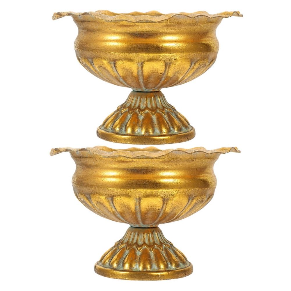 2Pcs Urn Vase Golden Iron Material for Centerpieces and Floral Arrangement Flower Lovers