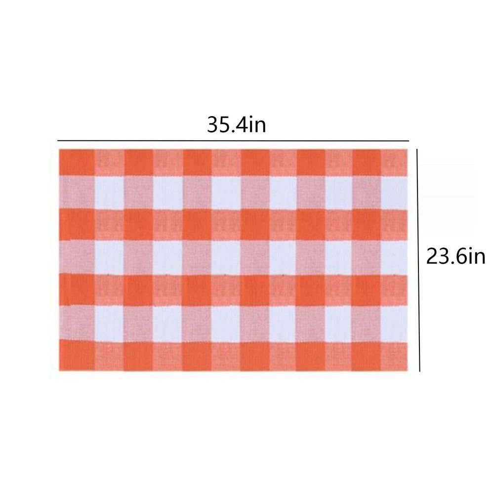 Plaid Rug 15.7x23.6 Inches Orange and White Checke Rug, Halloween Fall Door Mat Cotton Washable Area Rugs, Door Mat Outdoor Entrance for Front Porch Entryway Fall Farmhouse (Orange)