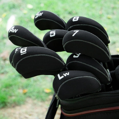Golf 11pcs/Set Neoprene Iron Headcover Set Flag Golf Club Protector black Golf Club Protector