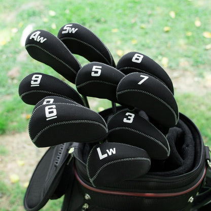 Golf 11pcs/Set Neoprene Iron Headcover Set Flag Golf Club Protector black Golf Club Protector