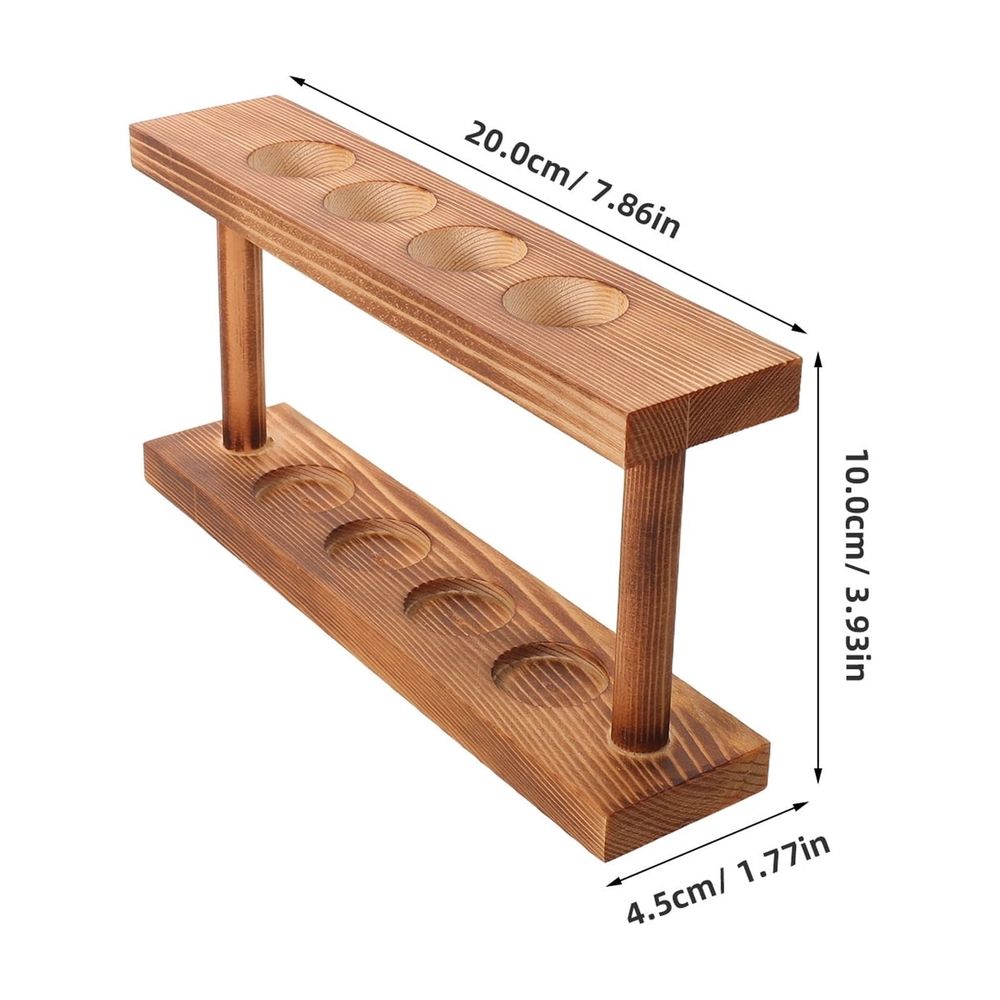 Minimalist Coffee Wood Stand with Glass Vase Holder for Hydroponic Plants