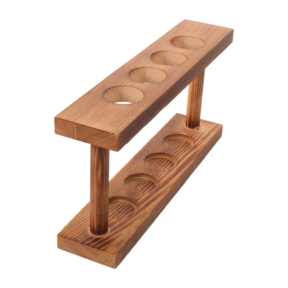 Minimalist Coffee Wood Stand with Glass Vase Holder for Hydroponic Plants