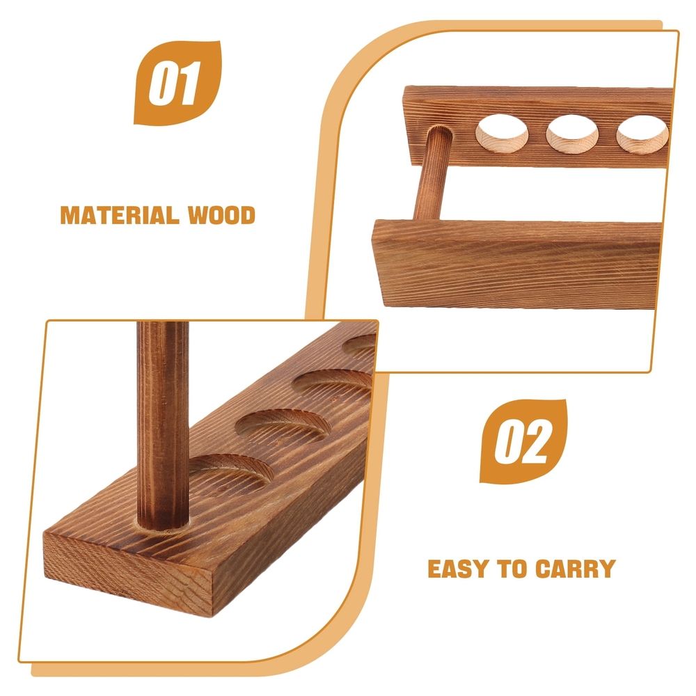 Minimalist Coffee Wood Stand with Glass Vase Holder for Hydroponic Plants