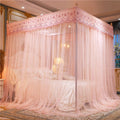 Princess Bed Canopy Mosquito Net Three Door Floor Length Bed Curtains Lace Canopy for Bedroom Decor Romantic Bedding Accessory for Twin Bed Full Bed