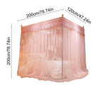 Princess Bed Canopy Mosquito Net Three Door Floor Length Bed Curtains Lace Canopy for Bedroom Decor Romantic Bedding Accessory for Twin Bed Full Bed