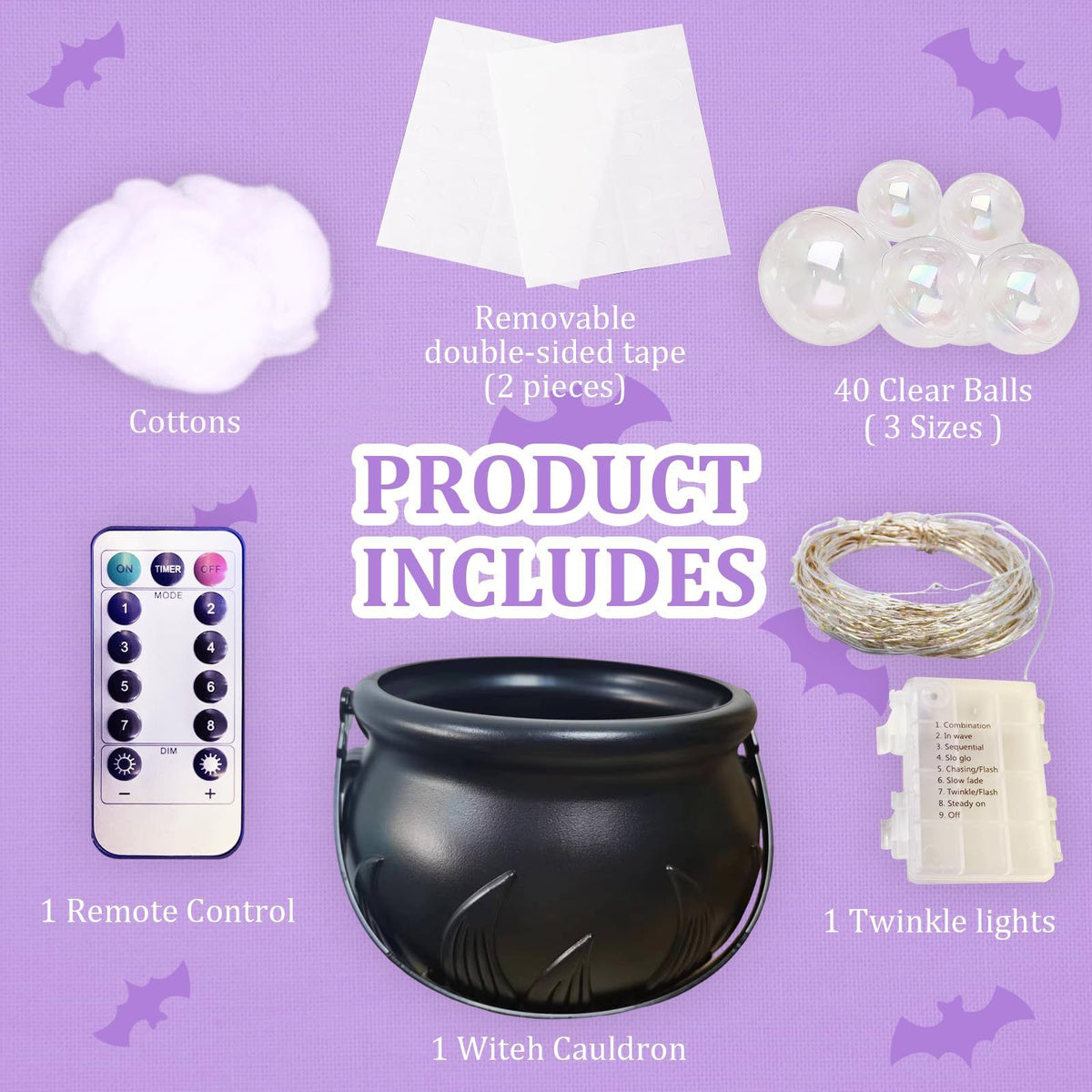 Halloween Decorations Indoor - DIY Bubbling Cauldron Set - Black Plastic Bowl Party Decoration - Spooky Vintage Decor for Home Kitchen Room Party Table
