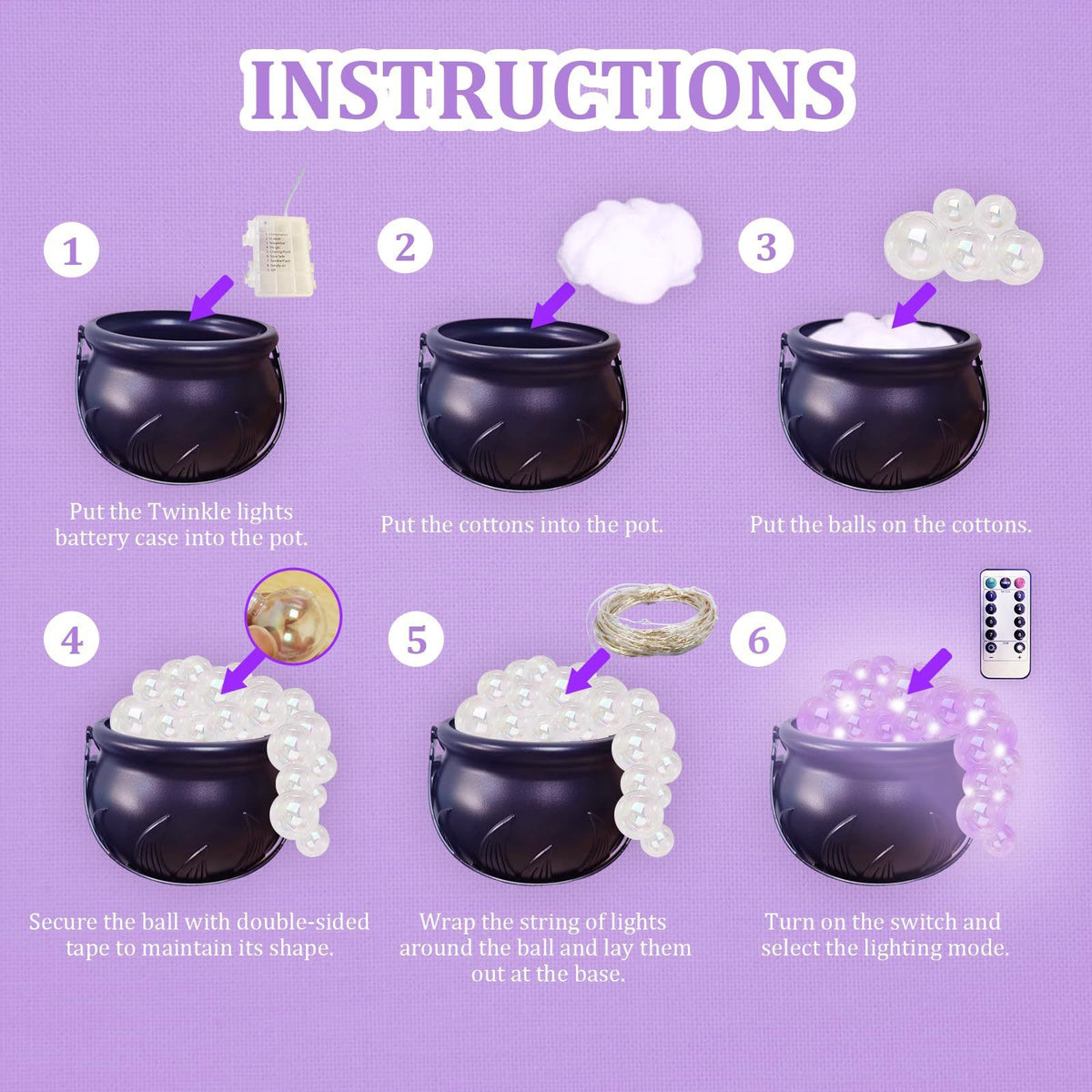 Halloween Decorations Indoor - DIY Bubbling Cauldron Set - Black Plastic Bowl Party Decoration - Spooky Vintage Decor for Home Kitchen Room Party Table