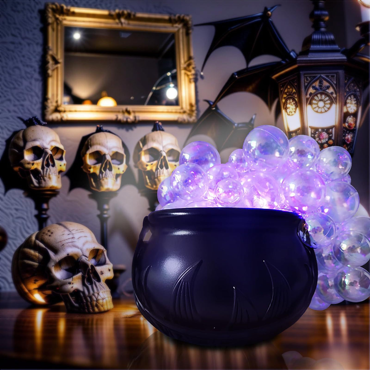 Halloween Decorations Indoor - DIY Bubbling Cauldron Set - Black Plastic Bowl Party Decoration - Spooky Vintage Decor for Home Kitchen Room Party Table
