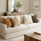 Pack of 4 Brown Couch Throw Pillow Covers 18x18 Inch Soft Decorative Chenille Pillows Farmhouse Accent Cushions for Boho Home Decor Spring Sofa Bedroom Living Room(Excluding pillow insert)