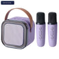 Mini Machine for Kids Girls & Boys - Portable Bluetooth Speaker with 2 Wireless Microphones - Kids Birthday Gifts for Ages 4-10 - Kids' Instrument Accessories - Purple