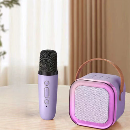 Mini Machine for Kids Girls & Boys - Portable Bluetooth Speaker with 2 Wireless Microphones - Kids Birthday Gifts for Ages 4-10 - Kids' Instrument Accessories - Purple
