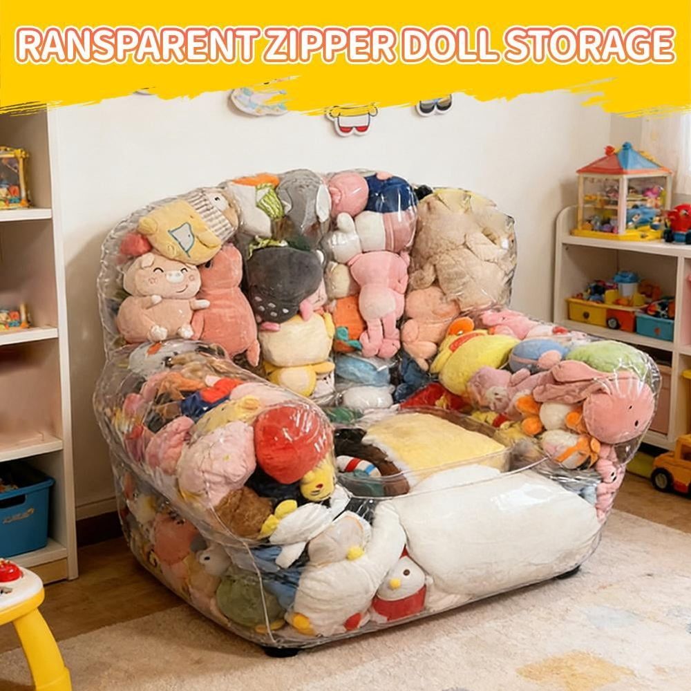 Trending Stuffed Animal Storage Chairs, Oversized Clear Bean Bag, Waterproof Soft Toy Bean Bag Storage Clear, Toy Storages with Zipper, for Dorm Bed Floor Room Bedroom Kids Couch