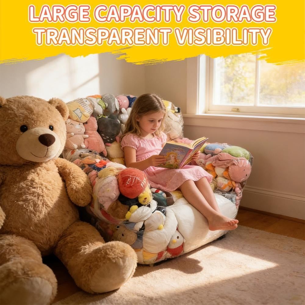 Trending Stuffed Animal Storage Chairs, Oversized Clear Bean Bag, Waterproof Soft Toy Bean Bag Storage Clear, Toy Storages with Zipper, for Dorm Bed Floor Room Bedroom Kids Couch