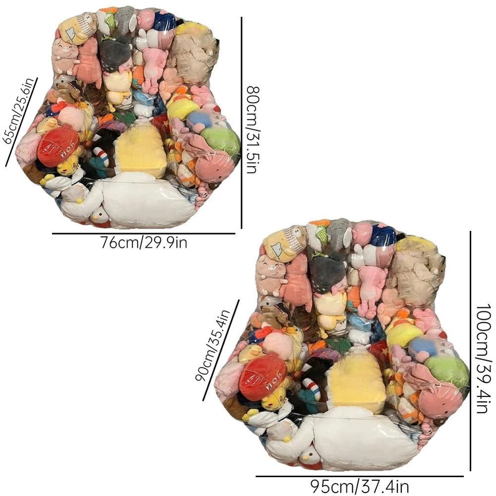 Trending Stuffed Animal Storage Chairs, Oversized Clear Bean Bag, Waterproof Soft Toy Bean Bag Storage Clear, Toy Storages with Zipper, for Dorm Bed Floor Room Bedroom Kids Couch