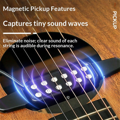 12 Soundhole Acoustic Guitar Pickup Electric Transducer Magnetic Preamplifier with Capo & 10 FT Audio Cable