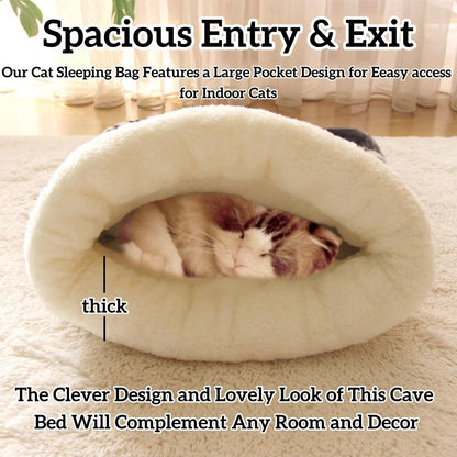 Cat Bed Cave Sleeping Bag, Pet Mat Warming Pad Sack for Cats and Small Dog,Burrowing Cozy Soft Comfortable Bed(for Small and Medium Cats)