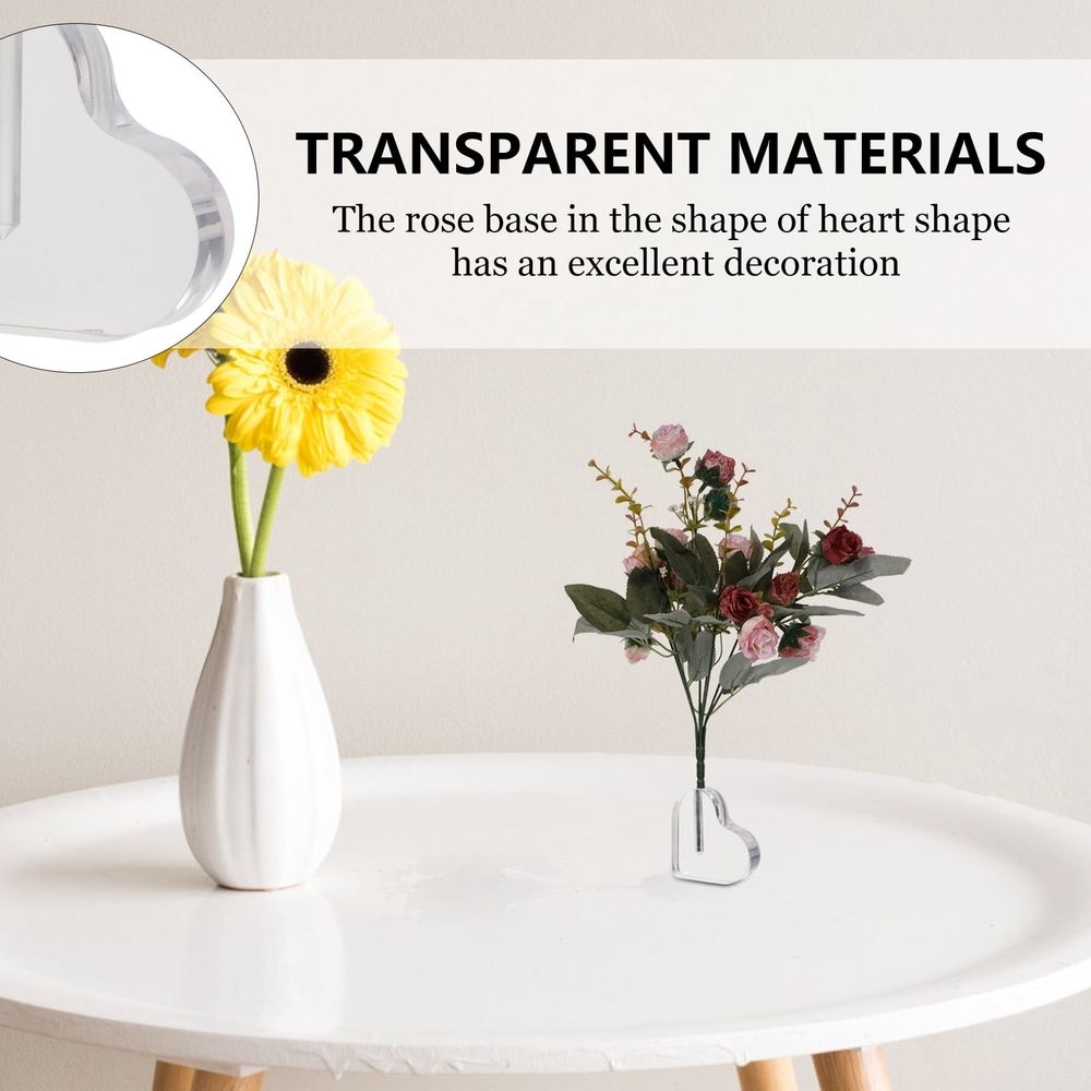 Clear Acrylic Heart Vase for Rose Display, Single Decorative Flower Holder for Home Decor and Special Events
