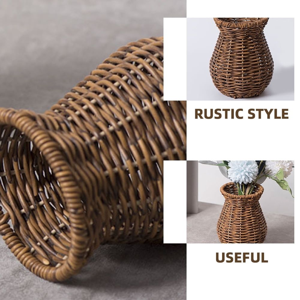 Rustic Style Vase Desktop Imitation Rattan Decorative Vase Flower Arrangement Vase