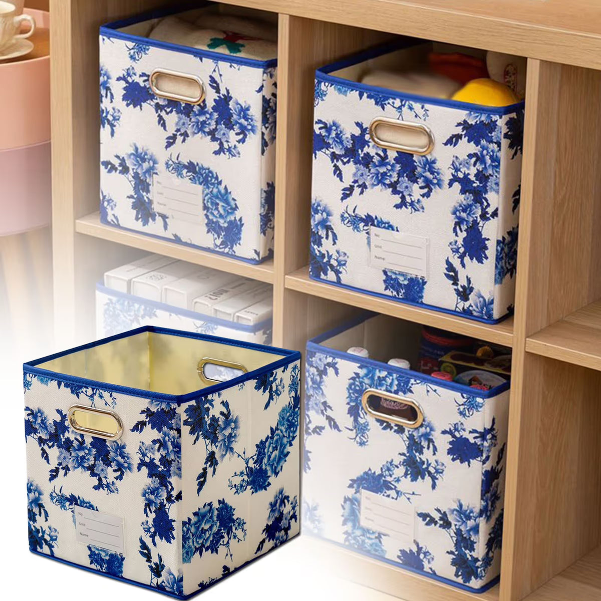 Gifts Storage Cube Bins Toy Boxes For Decoration Foldable Fabric Toy Chests Storage Gifts Organization Containers Blue Home Textile Storage
