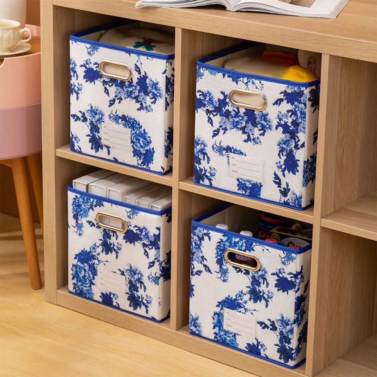 Gifts Storage Cube Bins Toy Boxes For Decoration Foldable Fabric Toy Chests Storage Gifts Organization Containers Blue Home Textile Storage